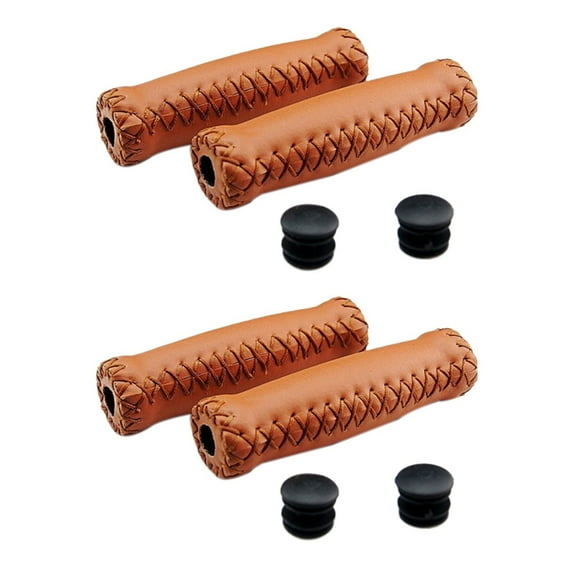 2X Pair Vintage leather bicycle Grips trekking handlebars Cover Colour: Brown