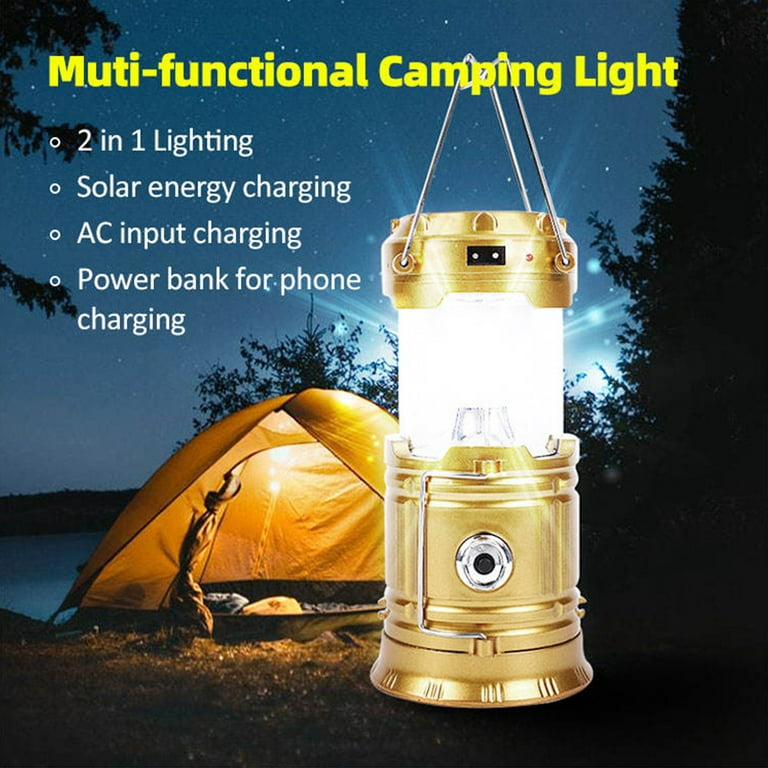 2 Pack Camping Lanterns , COB LED Camping Lights for Power Outages, Home  Emergency, Camping, Hiking, Hurricane,Gold 