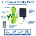 thumbnail image 2 of Festive Living Solar Luminous Paracord Rope, 23ft Solar-Powered Yellow Glow Rope with Remote, 8 Lighting Modes + Timer, 500 mAh Battery, IP66 Waterproof for Outdoor Camping, 2 of 8
