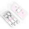 thumbnail image 4 of Gaeub Aerial Yoga for Unicorn Print 3-Piece Children Knife Spoon Fork Set,Stainless Steel Child Flatware Set,Kids Utensils Set with Case for Lunch Box (Fork Spoon Knife Combo), 4 of 8