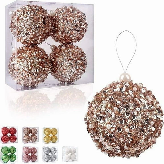 WE 4 pcs Christmas Tree Balls Xmas Decoration Ornaments Christmas Ball Ornaments  8cm