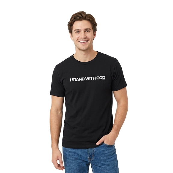Kerusso Unisex Short Sleeve Casual T-Shirt, I Stand With God, Black, SM