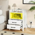thumbnail image 4 of Gymax 2PCS 23.5'' Nightstand w/LED Lights & Charging Station USB Port & Outlets, 4 of 10