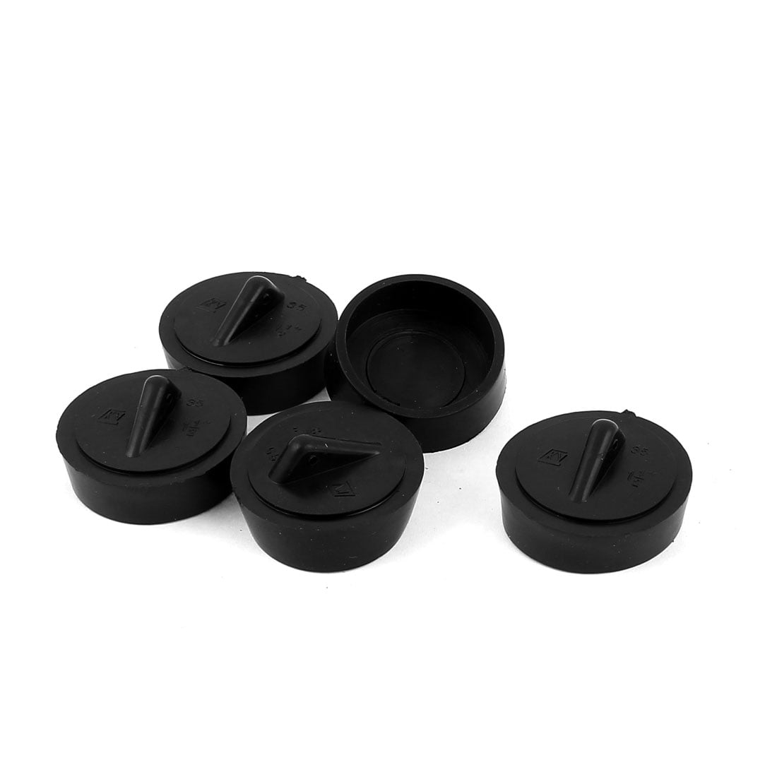 4 Bouchons D'Évier Plastique Avec Poignée - Diamètre 37 Mm, Noir Mat