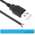 thumbnail image 5 of Uxcell 1.5M/5Ft USB 5V 3A Type-C Pigtail Power Cable, 5Pcs 22AWG USB Plug to 2 Pin Wire Open End Connector Plug, Black, 5 of 5