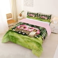 thumbnail image 2 of Castle Fairy Leopard Print Camper Full Size Comforter Sets 3 Pieces for Kids, Forest Art Bedding Sets for Bedroom, Pink Green,Pink Reversible, 2 of 6