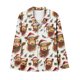 thumbnail image 4 of Puntoco Conjuntos de pijama cómodos para mujer Conjunto de pijama con camisa de cuello en V y manga larga con estampado navideño para otoño e invierno para mujer, 4 of 5