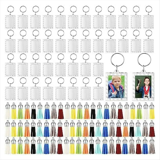 con de Fotos Acrílico con Dijes de Borlas, con Inserción de Fotos, Llaveros con Transparente en para Encaje DIY