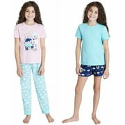 Eddie Bauer Girls 4 Piece Mix & Match Sleep Set Pajama (Small 7/8, Soft Pink)