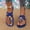 Blue, variant on Women's Metal Decor Leather Thong Sandals Open Toe Slip on Flat Sandal Casual Flip Flops Orange 5.5(36)