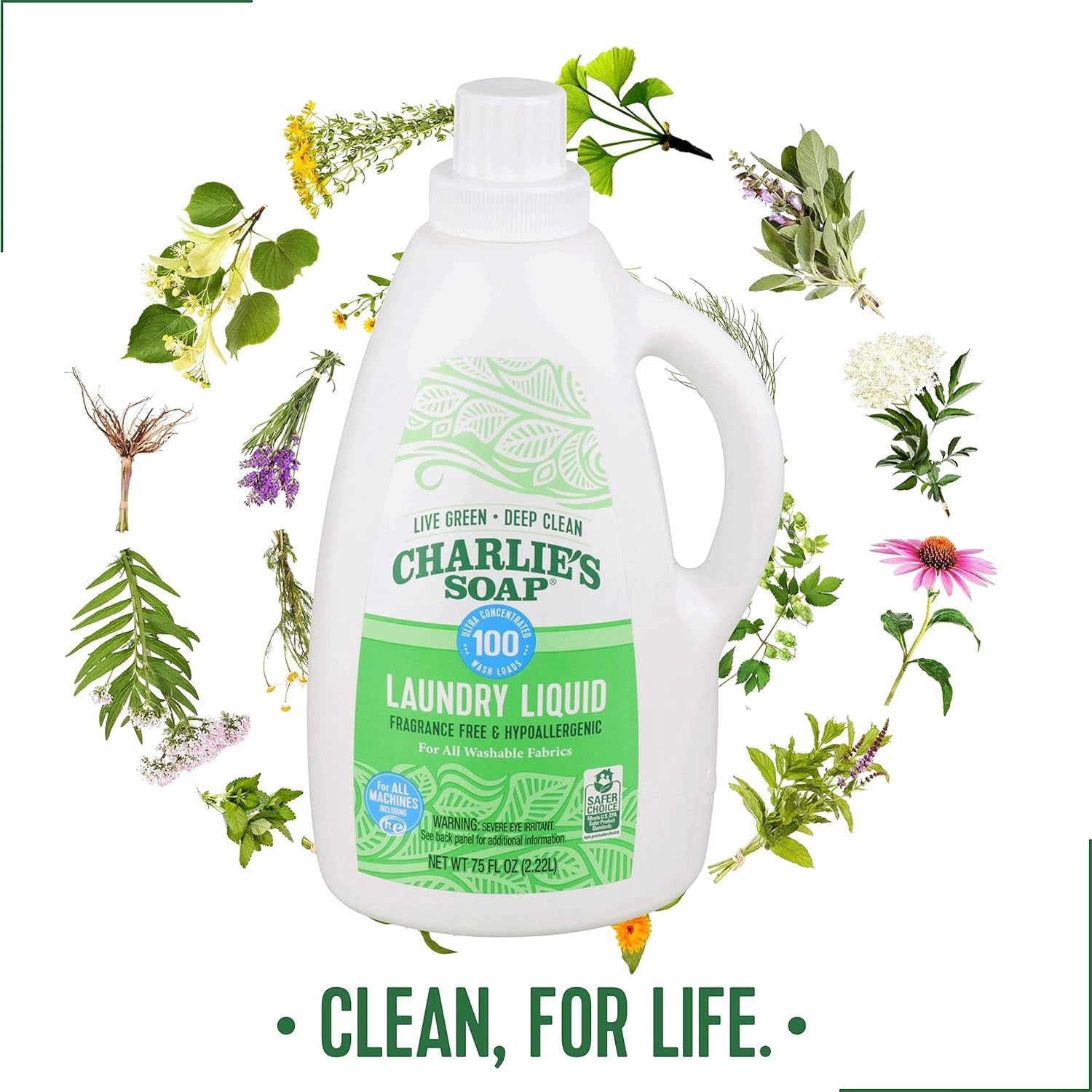 Charlie’s Soap Laundry Liquid (100 Loads, 1 Pack) Baby Gentle 75.0 Fl Oz Natural Deep Cleaning Hypoallergenic Laundry Detergent – Eco-Friendly, Safe and Effective