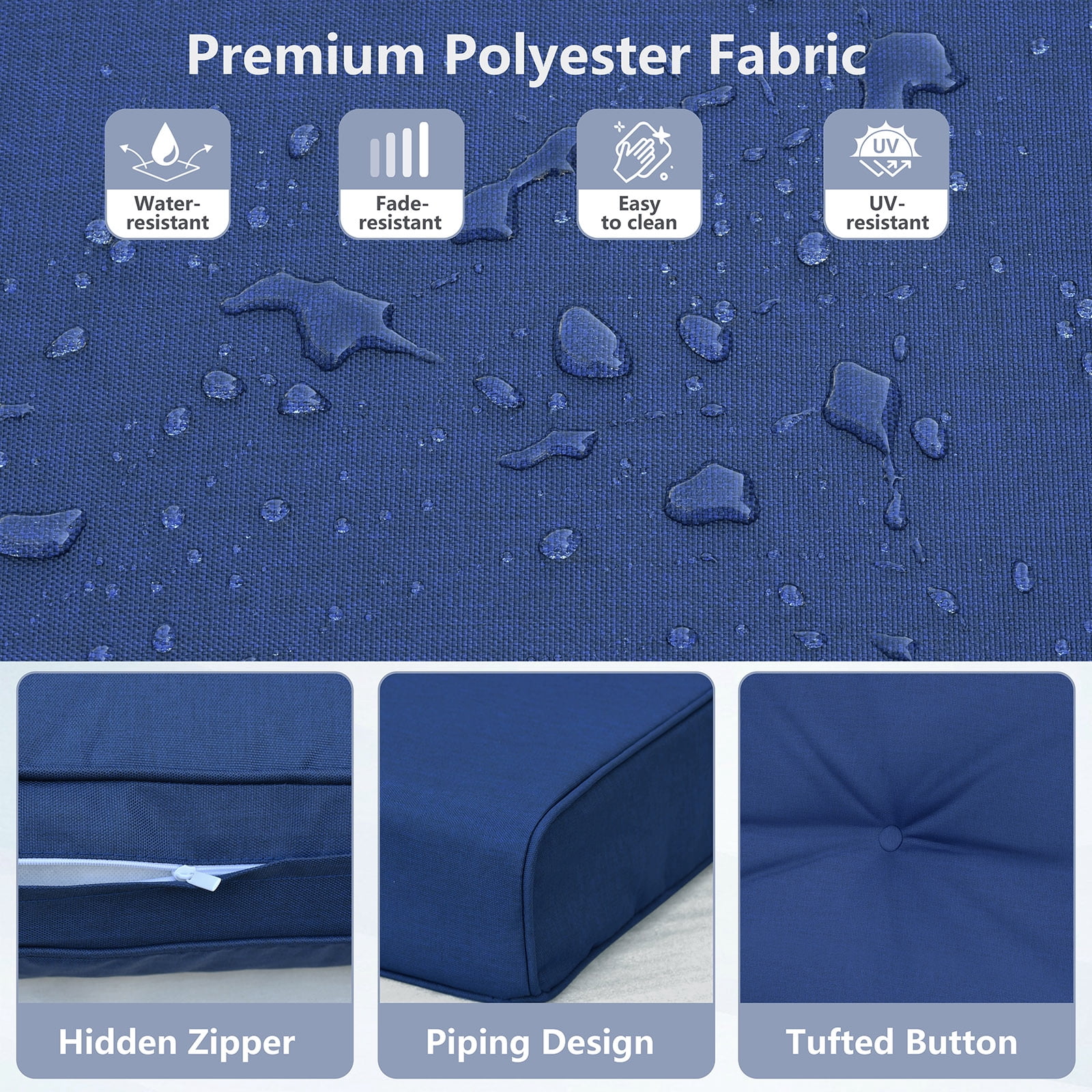 JP Outdoor 2-Piece Deep Seat Chair Cushion,Water Repellent,Fade Resistant,Navy Blue