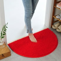 UttpKLBx Plush Bath Mat Set Soft Plush Chenille Bath Mat Super Absorbent Bath Mat Toilet Seat Covers for Bathroom, Modern Bathroom Decor (Red)