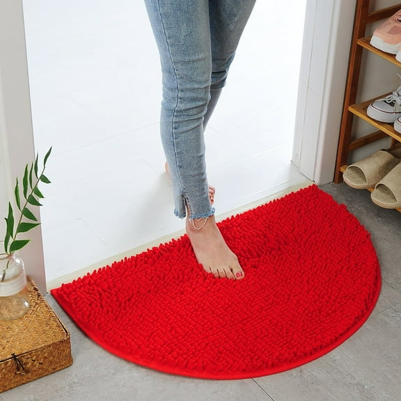 UttpKLBx Plush Bath Mat Set Soft Plush Chenille Bath Mat Super Absorbent Bath Mat Toilet Seat Covers for Bathroom, Modern Bathroom Decor (Red)