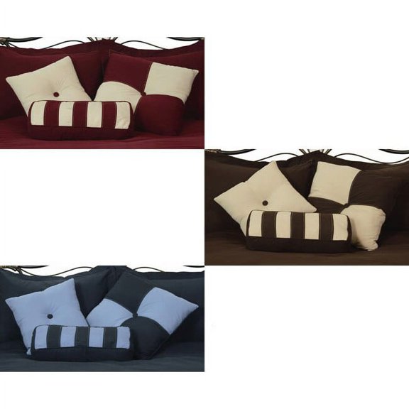 LCM Home Fashions, Inc. Microfiber Reversible Throw Pillows (Set of 3) Blue