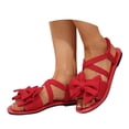 thumbnail image 3 of AUDeals Women’s Ankle Strap Bowknot Flat Sandals Open Toe Dressy Slip On Summer Beach Holiday Casual Shoes (Red, 6), 3 of 8