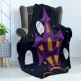 thumbnail image 4 of Ghost Soft Flannel Fleece Blanket, Dark Night Haunted House with Ghosts Halloween Design Illustration in Cartoon Style, Cozy Plush for Indoor and Outdoor Use, 60" x 80", Multicolor, by Ambesonne, 4 of 5