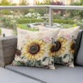 thumbnail image 4 of Rustic Sunflowers Pillow Covers 2 Pack Butterfly Country Floral Vintage Background Pillowcase Waterproof Outdoor Throw Pillow Cover for Patio Garden Square Cushion 20”x20”, 4 of 9