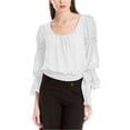 thumbnail image 1 of Max Studio London blusa de punto con volantes y cintura anudada para mujer, blanco, extragrande, 1 of 1