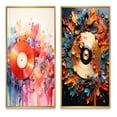 thumbnail image 2 of Designart "Groovy Colors of Vinyl Records II" Vinyl Records Framed Wall Art Set Of 2 - Multi-Color Fashion Framed Canvas Set For Living Room Decor, 2 of 7