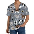 thumbnail image 1 of Balery Cute Dog Faces Camisa Casual de Manga Corta con Botones para Hombre, Texturizada, Estilo Cubano, para Playa, Verano-Large, 1 of 5