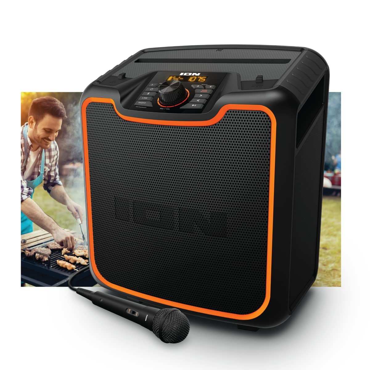 Ion Audio - Sport- All-Weather Rechargeable Portable Bluetooth Speaker - Black/Orange