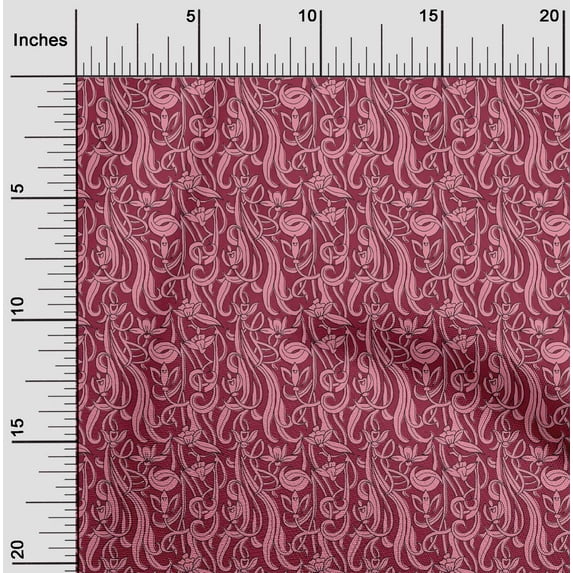 oneOone Georgette Viscose Fabric Leaves & Floral Block Print Fabric By Yard 42 Inch Wide