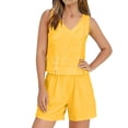 thumbnail image 6 of Womens 2 Piece Linen Outfits Sleeveless Crop Tank Tops and High Waist Shorts with Pockets Summer Casual Matching Sets, 6 of 6