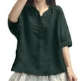 thumbnail image 2 of Wowcloth Fashion Women's autumn V - Neck 3/4 Sleeve Solid Casual Blouse with Buttons, 2 of 6