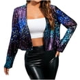 thumbnail image 2 of jsaierl Women Sequin Jacket Cropped Long Sleeve Sparkly Shrug Clubwear Glitter Open Front Short Jackets, 2 of 8