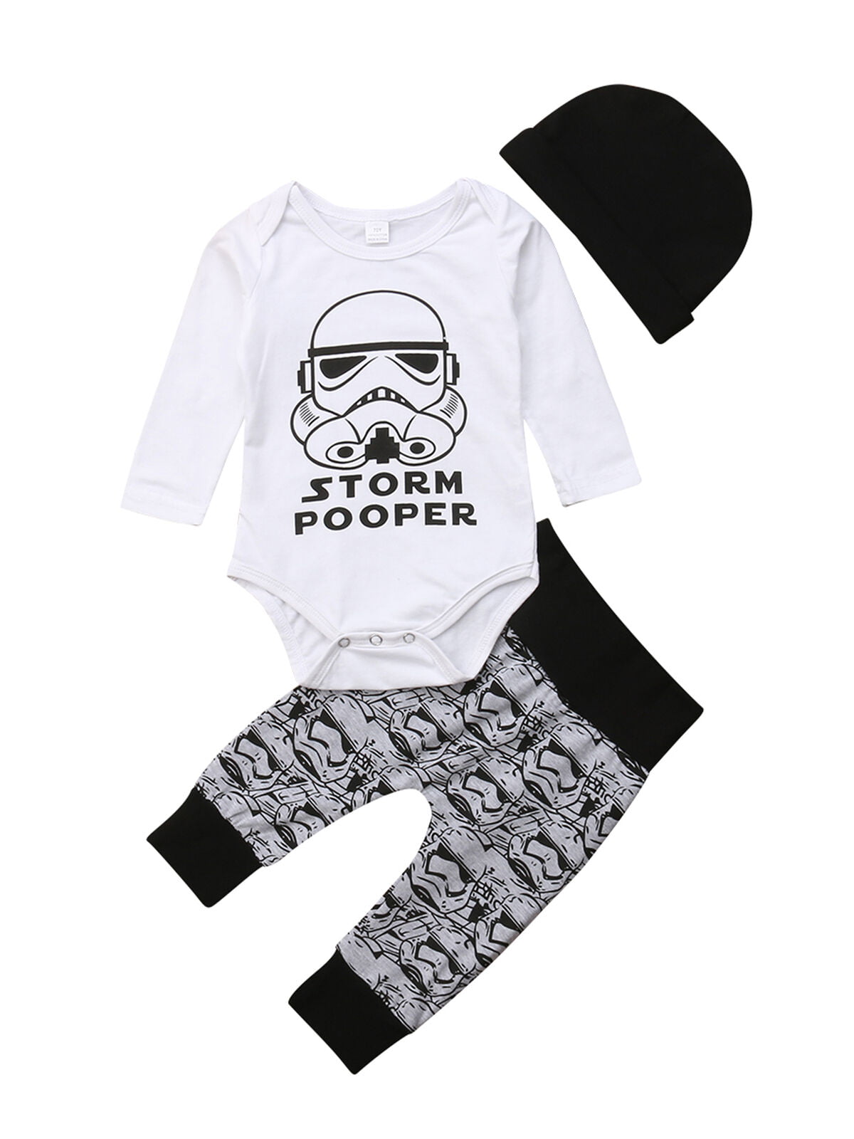 Lookwoild Baby Boy Funny Star Wars Romper Top Jumpsuit Pants Hat Outfit Clothes