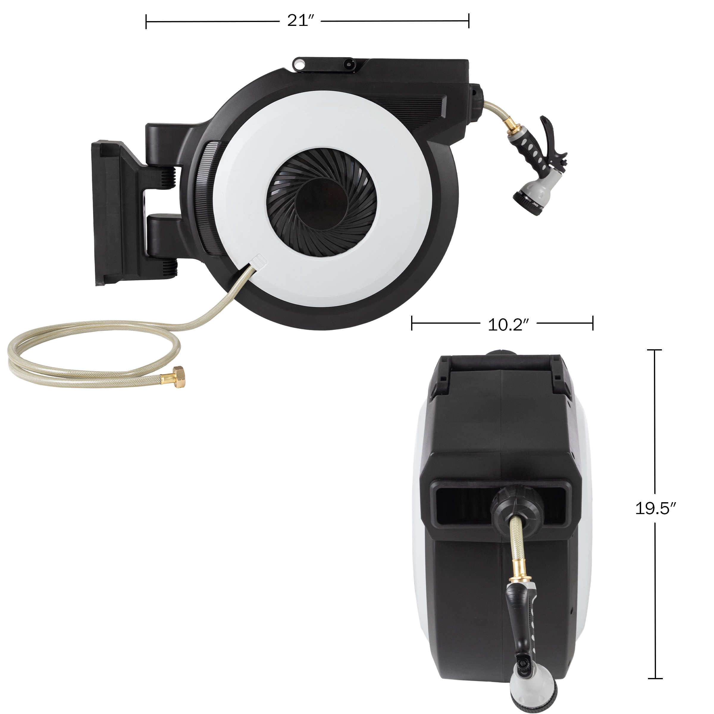 Pure Garden 124 FT Retractable Hose with Wall Reel and 9 Nozzle Patterns