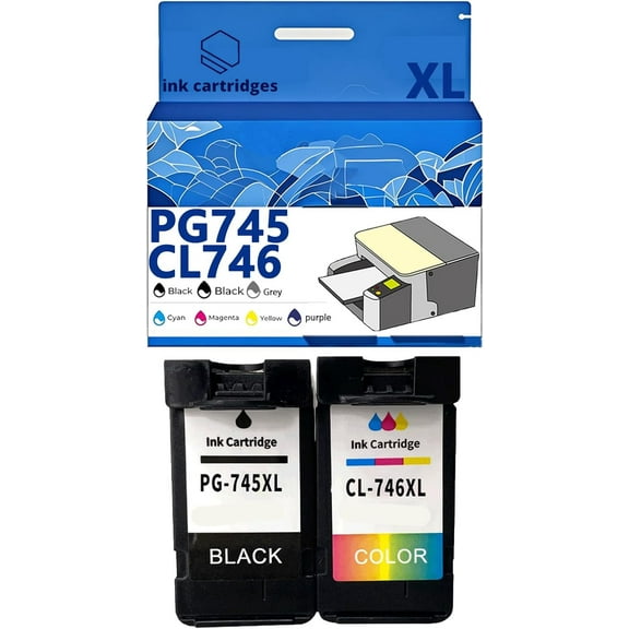 PG745XL CL746XL PG745 CL746 Ink Cartridges Compatible for Canon IP2870 2870S MG2470 2970 MX497 TS207 307 3170 TR4570 Inkjet Printers, Leak-Proof Design Crisp Printing