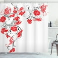 thumbnail image 1 of Ambesonne East Shower Curtain, Japanese Flowers Ivy, 69"Wx70"L, Scarlet White, 1 of 3