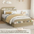 thumbnail image 5 of Danolapsi Twin Size Bed Frame,Wooden Bed Frame with Storage Headboard and Raised-Foodboard,Full-Floor Low Platform Bed for Bedroom, Sturdy Wooden Slats Support, No Box Spring Needed, 5 of 7