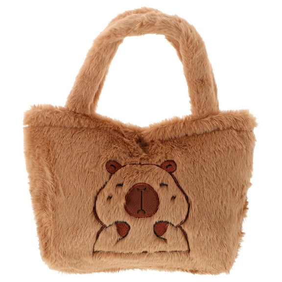 HAMPPLIES 1Pcs Plush Shoulder Bag Cute Fuzzy Fabric For Women Handbag Casual Outings Shopping Trips 12.77X11.20X2.55In