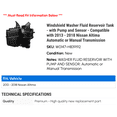 thumbnail image 2 of Windshield Washer Fluid Reservoir Tank - with Pump and Sensor - Compatible with 2013 - 2018 Nissan Altima Automatic or Manual Transmission 2014 2015 2016 2017, 2 of 2