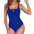 thumbnail image 2 of Oplxuo Womens Textured One Piece Swimsuit Tummy Control Bathing Suit with Bow Tie Knot Cutout Ruching Swimwear, 2 of 3