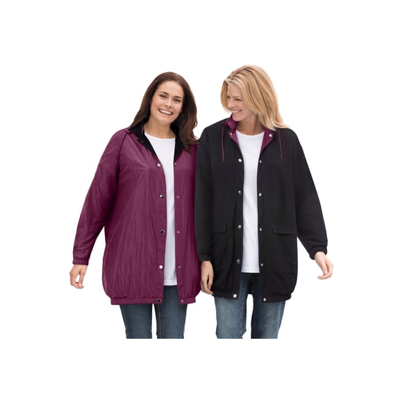 Woman Within Plus Size Fleece Nylon Reversible Jacket