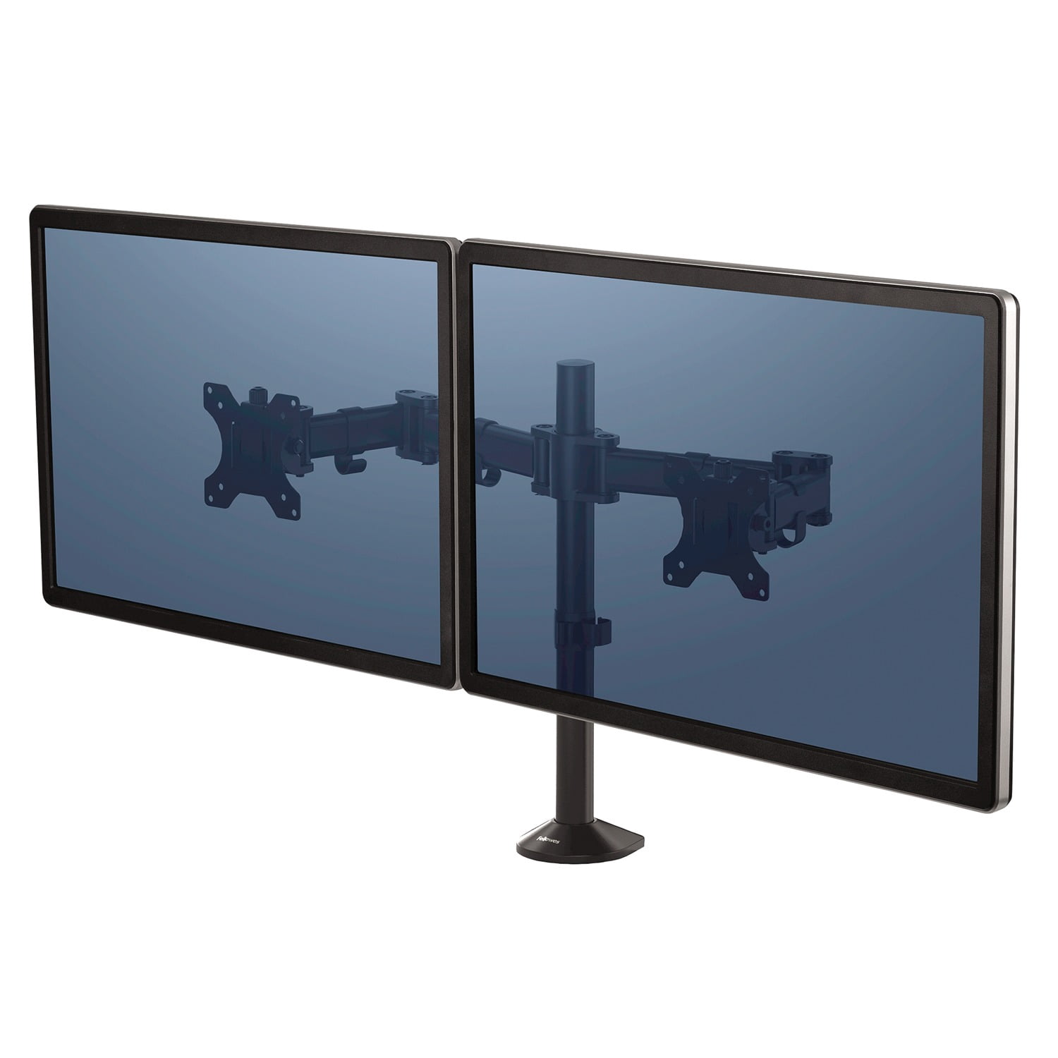 Fellowes® Reflex Dual Monitor Arms, 21-3/4"H x 4-1/2"W x 28-5/8"D, Black