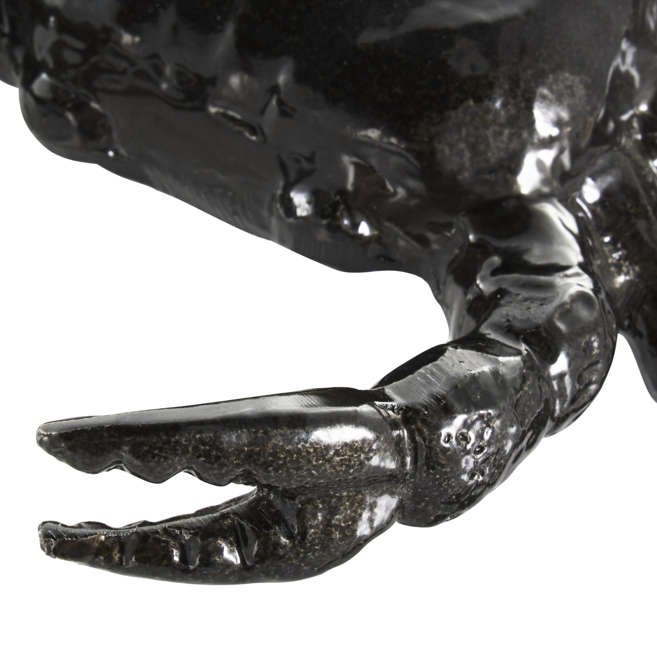 13", 9"W Black Aluminum Metal Crab Sculpture, by DecMode (2 Count)