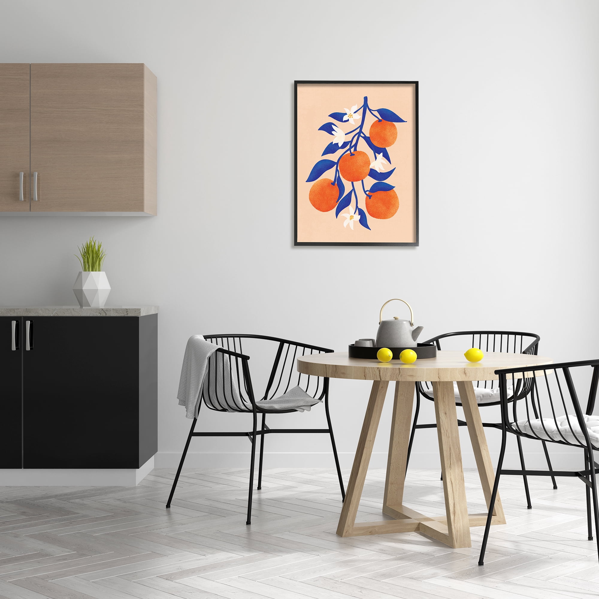 Stupell Orange Tree Citrus Blossoms Food & Beverage Painting Black Framed Art Print Wall Art