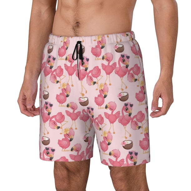 Fotbe Summer Flamingo Traje de Baño para Hombre – Shorts de Natación de Secado Rápido con Forro y Bolsillos-XX-Large