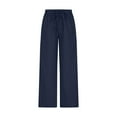 thumbnail image 4 of FAIWAD Women's Cotton Linen Wide Leg Pants Flowy Casual Palazzo Pants Summer Boho Beach Trousers with Pockets, 4 of 6
