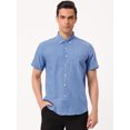 thumbnail image 2 of Lars Amadeus Vestido de verano para hombre Camisa Oxford de manga corta con botones en color sólido Azul L Unique Bargains Camisa, 2 of 6