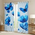 thumbnail image 2 of 3D Blue Flowers 30%-50% Blackout Curtains,Florals Blossom Botanical Curtains,Butterfly Insect Thermal Curtains & Drapes,Romantic Print Window Curtains,2 Panels,(38Wx45L), 2 of 6