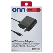 onn AC Power Adapter for Nintendo Switch & Switch, 6ft, Lite, Black