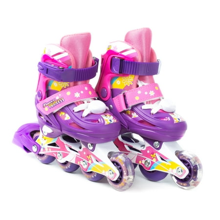 TITAN Flower Princess Girls Inline Skates with Light-Up LED Laces and Wheel, Kid Size (Best Outdoor Rollerblade Wheels)