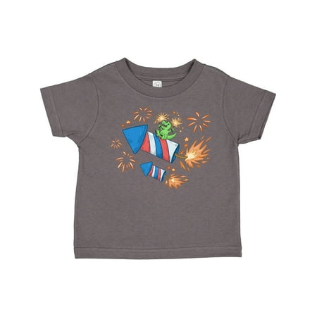

Inktastic 4th of July Cute Dinosaur Firework Gift Toddler Boy or Toddler Girl T-Shirt