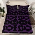 thumbnail image 2 of Homewish Fashion Minimalst Adult Queen Sheet Sets, Black Purple Square Cycle Flat Sheet, Modern Abstract Queen Fitted Sheet, Breathable Home Decor, 4 Pieces, 2 of 7